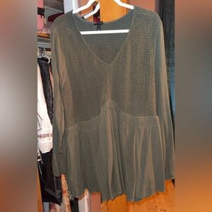 Torrid Olive Green Textured Long Sleeve Top